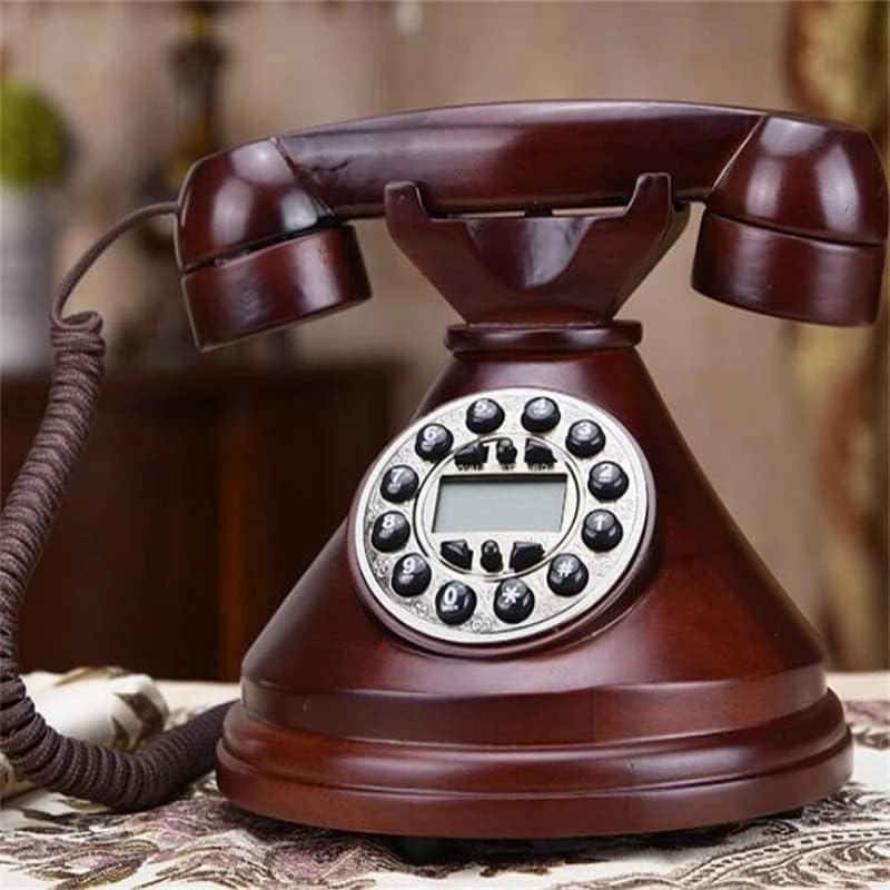 MMLLZEL עתיק אופנה עתיקה רטרו מעץ מלא טלפון קבוע טלפון קווי טלפון/חוזר/דיבורית/זיהוי מתקשר עם תאורה אחורית
