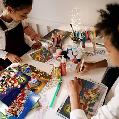 ערכות ציור יהלום לחג המולד למבוגרים, 4 חבילות DIY 5D מקדחה מלאה סנטה קלאוס ציור יהלום, אמנות יהלום לחג המולד לילדים,