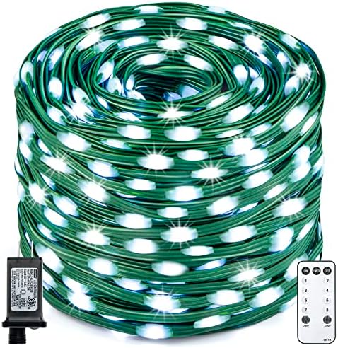 M-KAKA אורות מחרוזת חג המולד חיצוניים 600 LED 200ft אורות חיצוניים אולטרה-בהירים 8 מצבים ותקשורת טיימר פיות