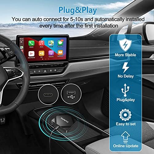 מתאם GeoHyecc Wireless Carplay לאייפון, 2023 Apple Carplay החדש ביותר Dongle Dongle עבור מכוניות Carplay של מפעל OEM, שבב