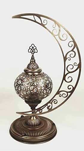 Sudamlasibazaar - צורת ירח מנורת שולחן פליז, תאורה בסגנון רמדאן, קישוט רמדאן, עיד מובארק