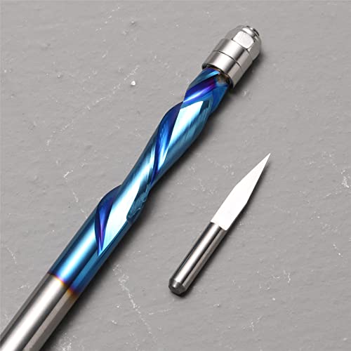 Genmitsu 1/4 '' Shank Nano ציפוי כחול ספירלה סומק סומק לנתב לנתב לחומרי קומפוזיציה, דיקט, עץ קשה וספירלה עץ רך)