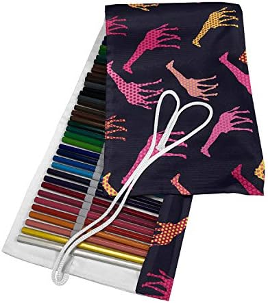 עפרונות ג'ירפה של אמבסון מחזיק גליל עטוף מארז, גן חיות מנוקד וצבעי חיים צלליות בעלי חיים דפוס חיות בר היפסטר, מארגן עיפרון