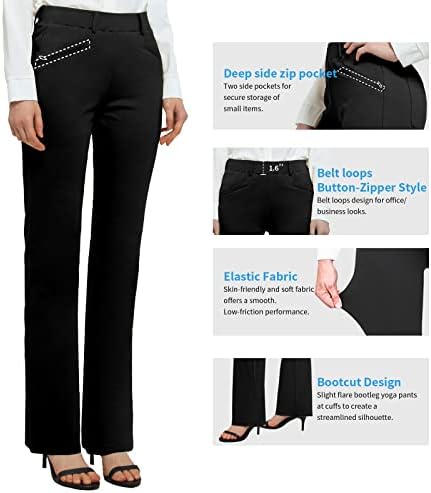 מכנסי שמלת יוגה לנשים Bootcut Worky Works מכנסי משרד עסקים מזדמנים מכנסיים עם 4 כיסים