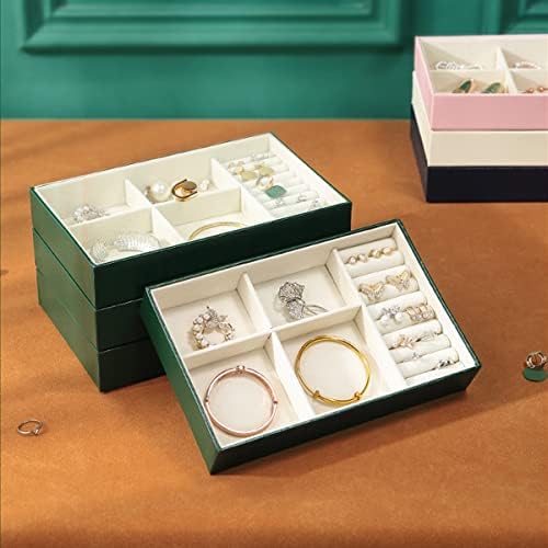 קופסת תכשיטים עגיל Haloyivgo, מארגן תכשיטים מכסה אקרילי צלול, כרית קטיפה לעגילים שרשרת צמיד טבעת, תכשיטים מארז לנשים אשה אמא