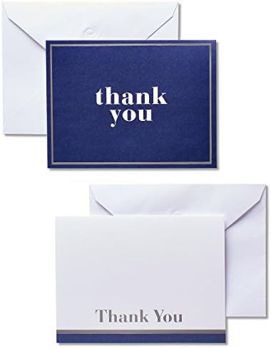 ברכות אמריקאיות תודה כרטיסי כרטיסים עם מעטפות, כחול לבן