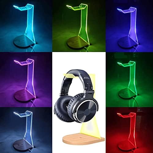 עמדת אוזניות של דהאקי עם אור RGB - עיצוב אקרילי מואר צף תואם לכל האוזניות בגודל סטנדרטי