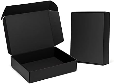 קופסאות משלוח של טימירוג13 על 10 על 3 אינץ ' 20 מארז קופסת קרטון שחורה לעסקים קטנים, קופסאות גלי נעילת לשונית ספרות