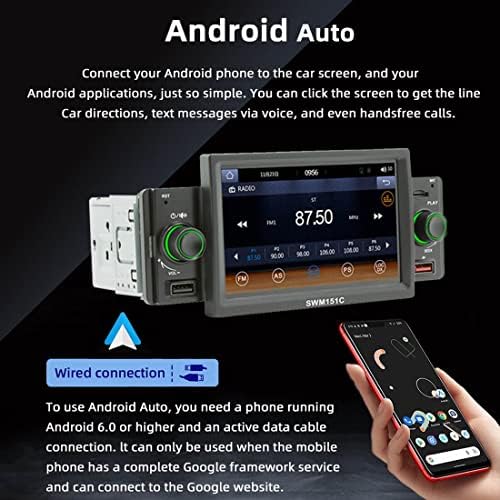 סטריאו מכונית משמרת 5 אינץ 'ציר בודד Bluetooth MP5 נגן נגן חיבור carplay אנדרואיד Android Auto מסך מגע מגע קישור AM/FM/2USB/SD