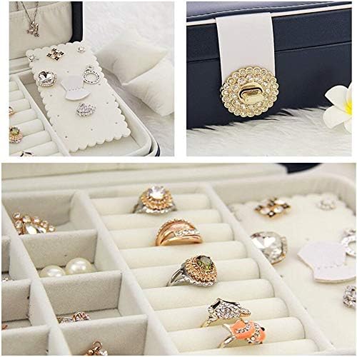 קופסת תכשיטים קטנה ניידת, שכבה כפולה עור מארגן תכשיטים של תכשיטים לטיולים תיבת מארגן תכשיטים לנשים ונערות לבנות