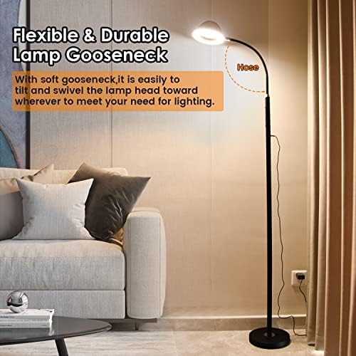 מנורת רצפה של Cesunlight RGB מנורת עמידה לסלון, 15 וואט, 1200 למ, 3 צבעים ו -6 רמות בהירות, אור רצפת LED רגיל לחדר שינה, קריאה,