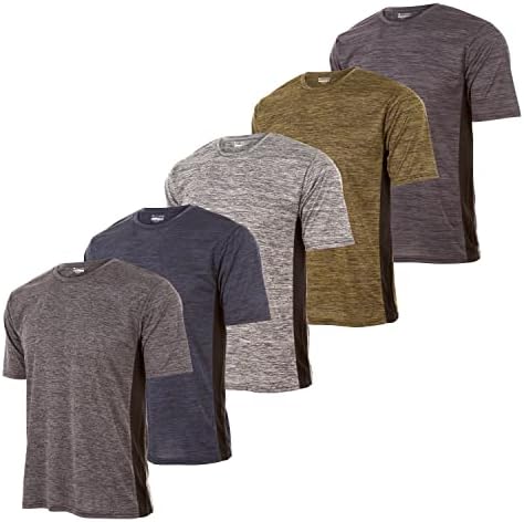 חולצת טריקו פעילה לגברים-אימון אימון אתלטי מהיר יבש צוואר צוות שרוול קצר למעלה 5 מארז