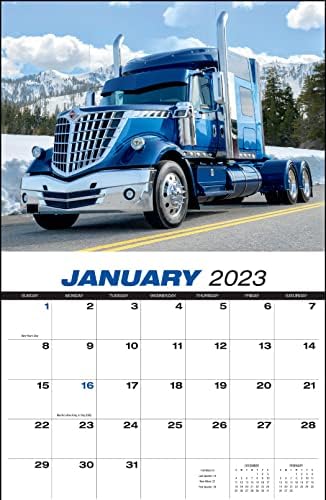 18 Wheeler 2023 לוח השנה התלוי הקיר - 19 x 11 2023 מתכנן מינוי חודשי ומארגן. משאיות חצי גדולות ומדהימות בהתאמה אישית!