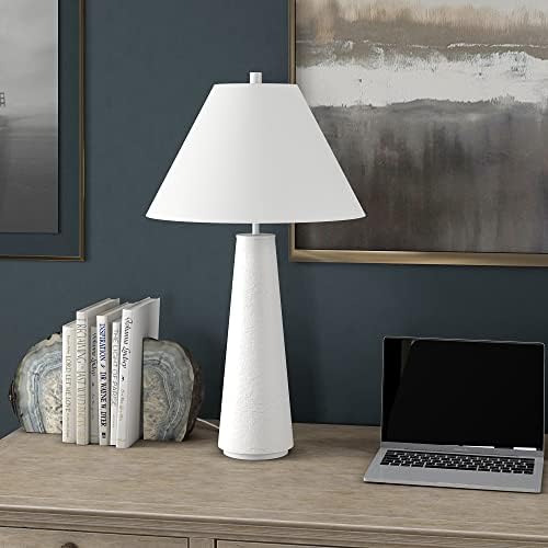 HENN & HART 28 מנורת שולחן מונוכרום גבוהה עם צל בד בלבן/לבן מט, מנורת שולחן כתיבה לבית או למשרד