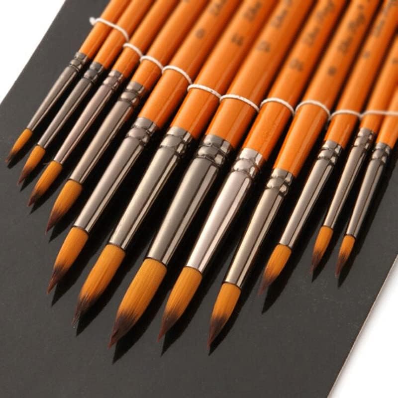 WYKDD 12 יחידות/סט עט עט עט ניילון מברשות צבע עץ לעץ לצבעי שמן צבעי שמן ערכת ציוד אמנות