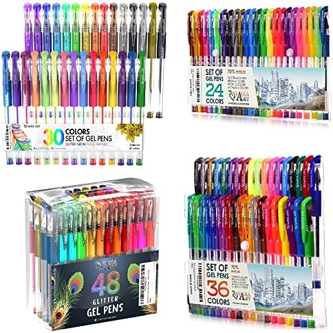 עטים ג'ל צבעוניים של Vaola ​​Art - סטים של 24, 30, 36 ו 48 ג'ל