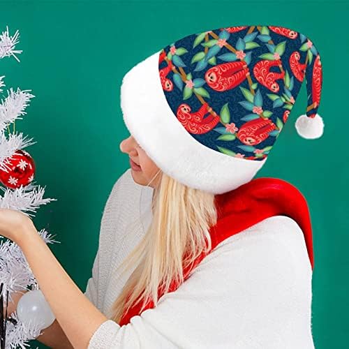 חמוד עצלנים על ענפי עצי חג המולד כובעי בתפזורת מבוגרים כובעי חג המולד כובע לחגים חג המולד ספקי צד