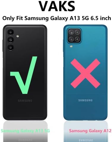 Vaks Samsung Galaxy A13 5G Case עם עמדות טבעת וכיסוי מצלמת הזזה, כיסוי טלפון אטום הלם כבד מגן לסמסונג A13 5G, אדום